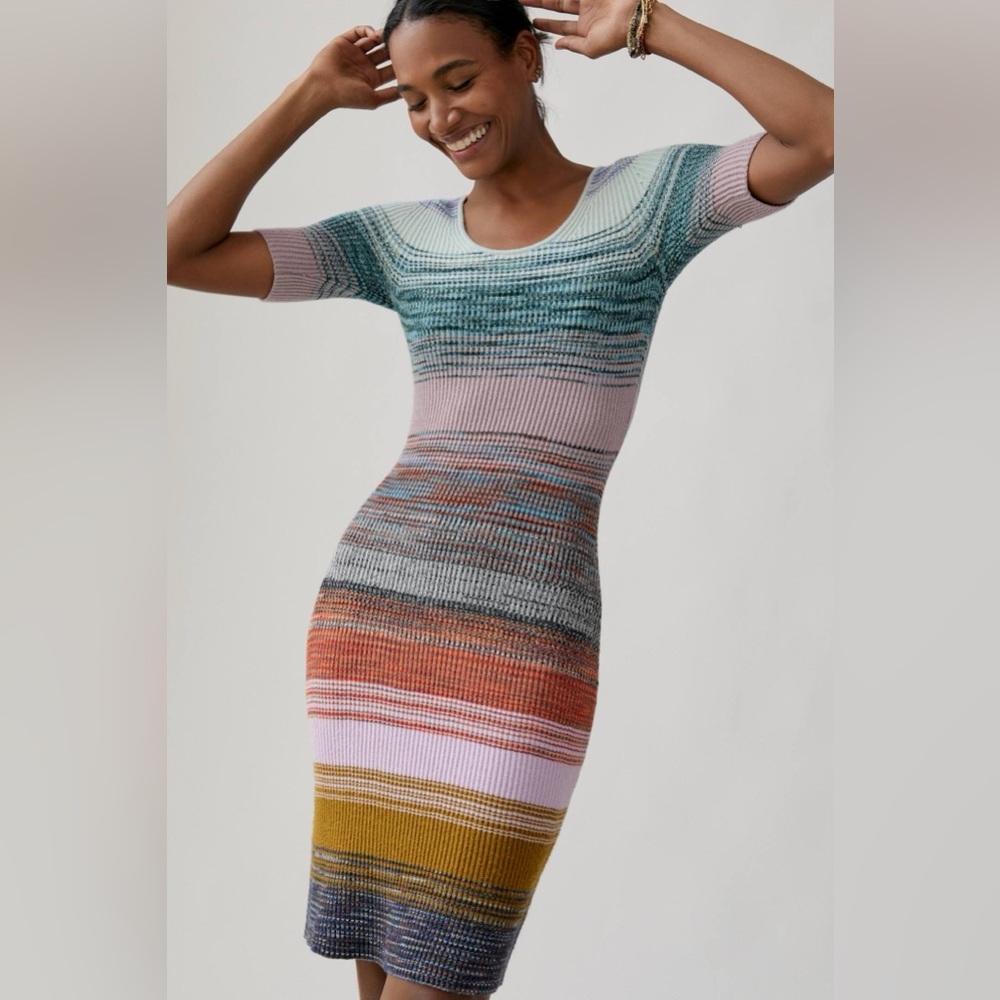 NWT Anthropologie Space-Dyed Knit Midi Dress in Large